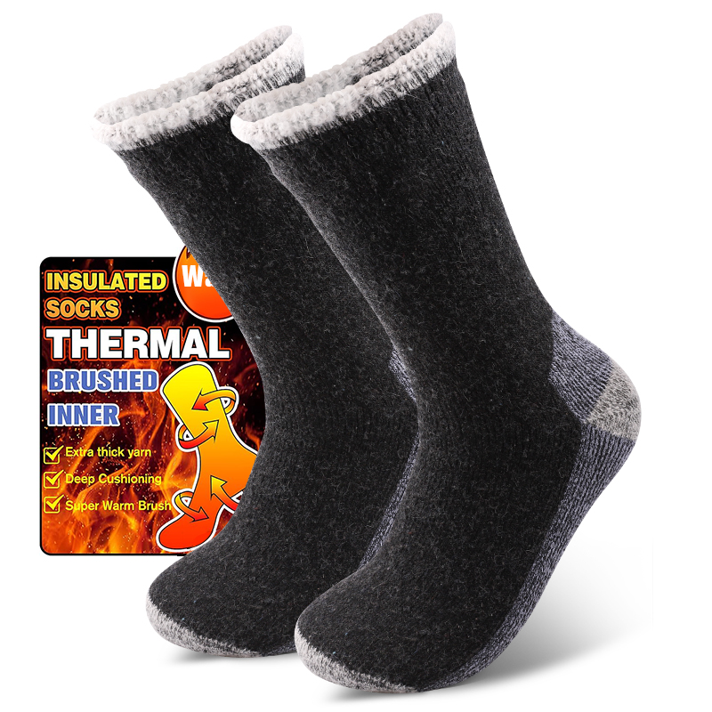 Wool Hiking Sock - 1 ペアメンズメリノウール暖かい靴下スノーソックス保温性と耐摩耗性のあるミッドカーフソックス冬の作業ハイキングランニング用