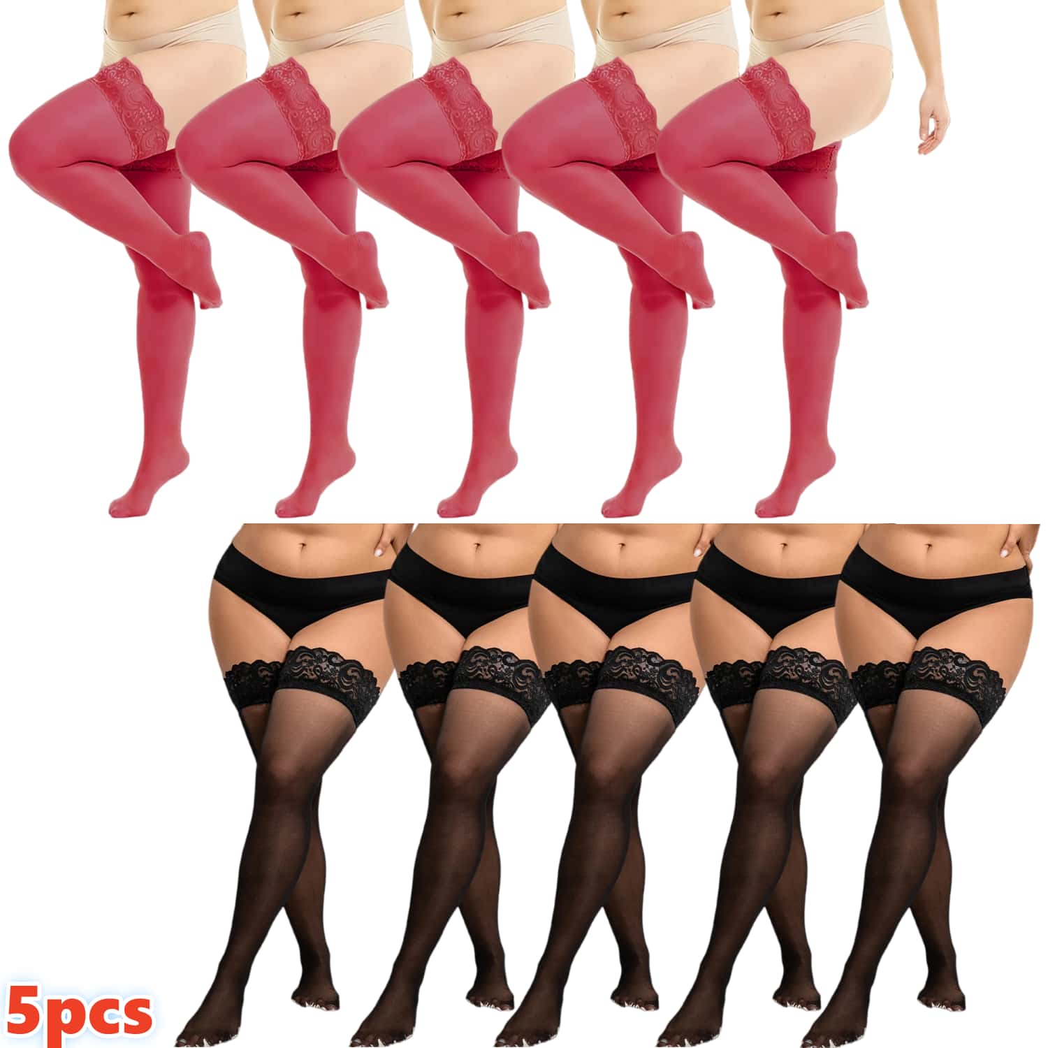 女性用プラスサイズレース太もも丈ストッキング、セクシーで伸縮 - Thigh High Sock Stay Up のレビューと価格