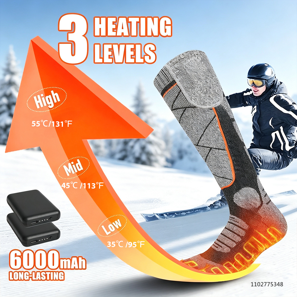 新しい充電式電熱ソックス 6000mAh 電熱スキーソックス - Thermal Sock Winter のレビューと価格