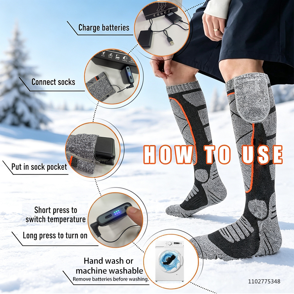 新しい充電式電熱ソックス 6000mAh 電熱スキーソックス - Thermal Sock Winter のレビューと価格