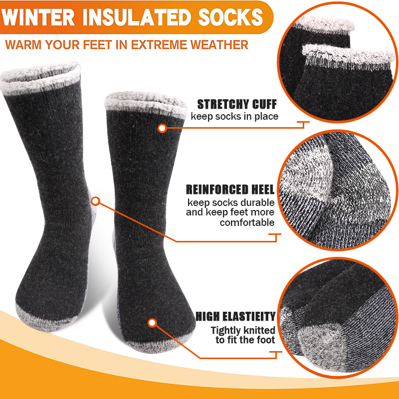 1 ペアメンズメリノウール暖かい靴下スノーソックス保温性と耐 - Wool Hiking Sock のレビューと価格